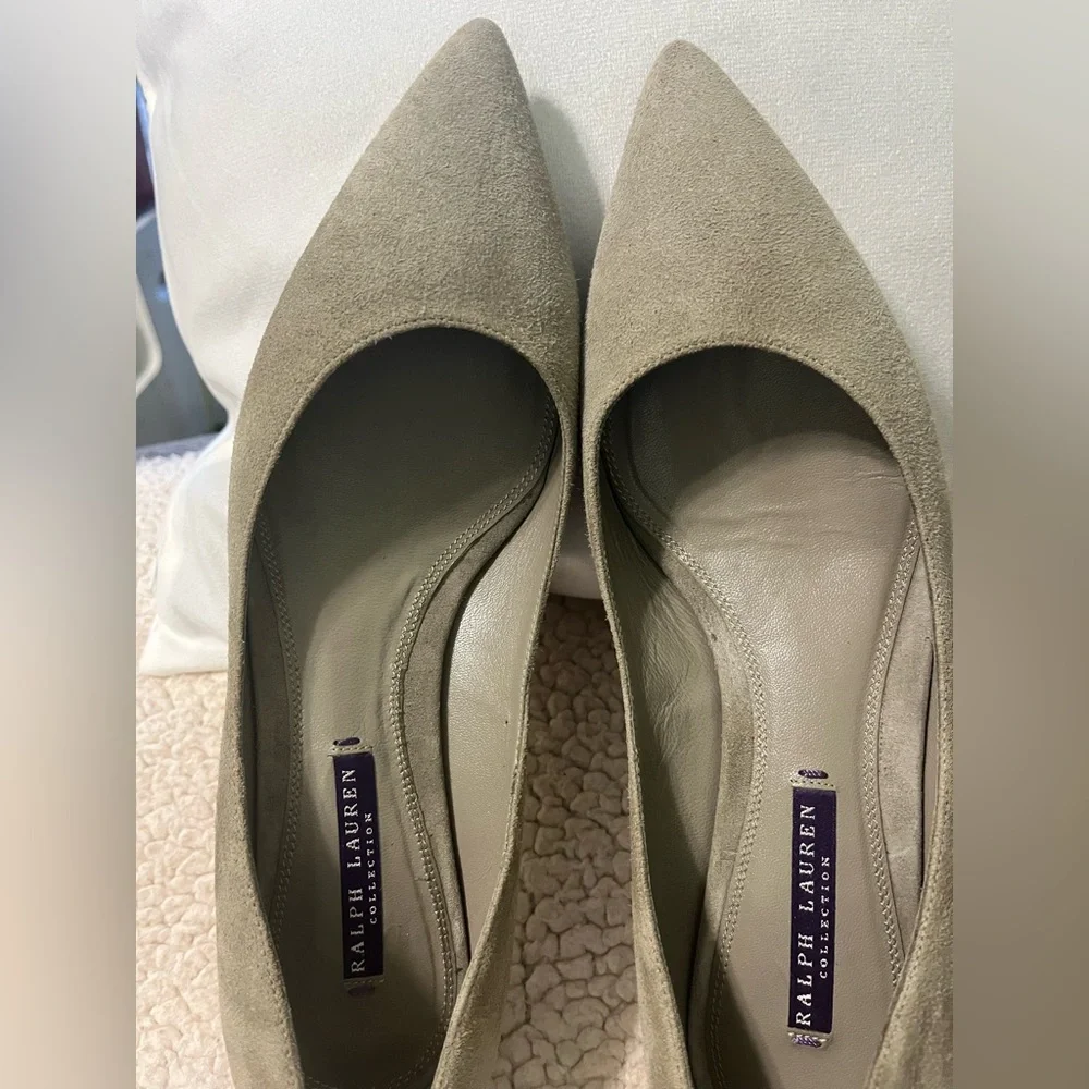 Ralph Lauren Collection Purple Label suede  heel pumps gray 9 1/2 B
